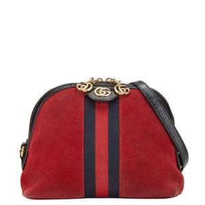 Gucci Red Ophidia Sherry Leather Black Suede Crossbody